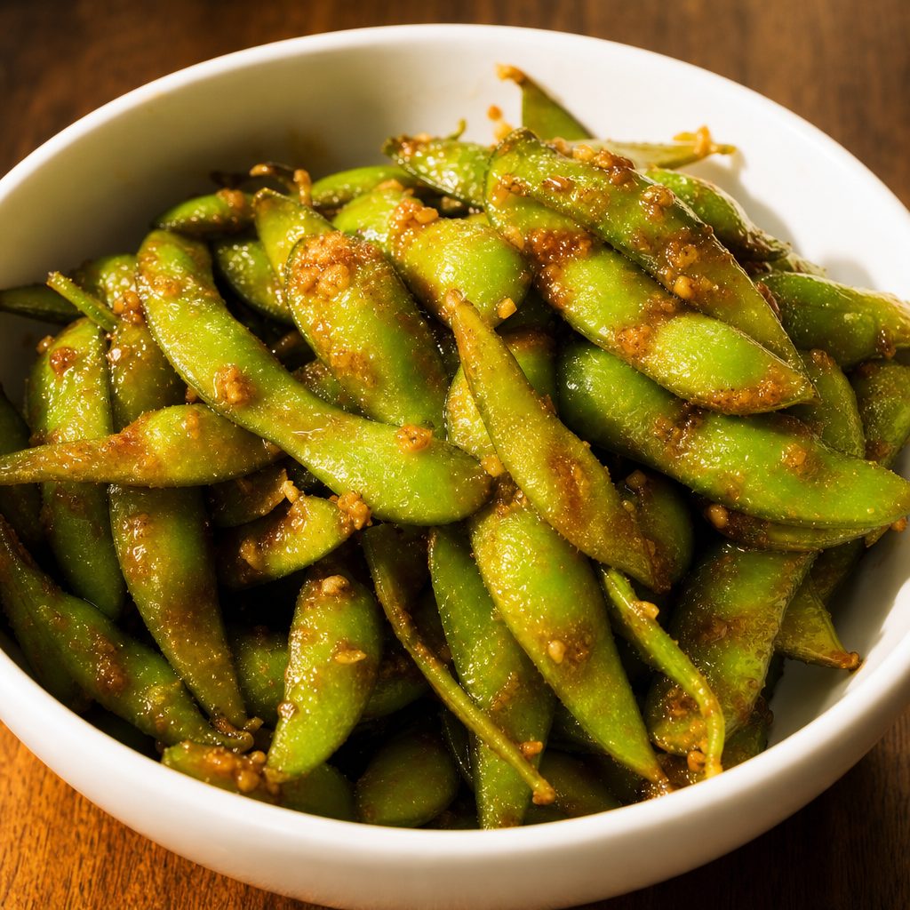43. Spicy Garlic Edamame.