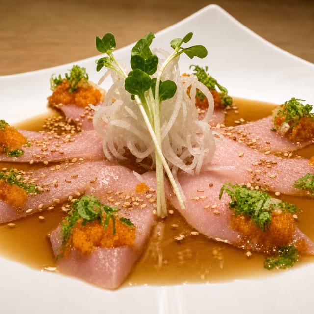 3. Carpaccio- Yellow Tail or Halibut.
