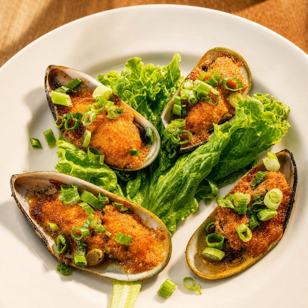 25. Baked Green Mussels.