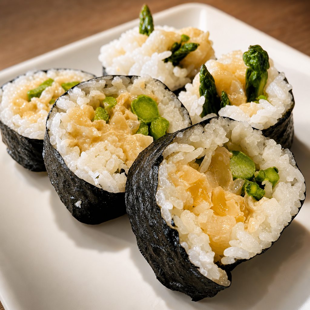 Scallop & Asparagus Roll.